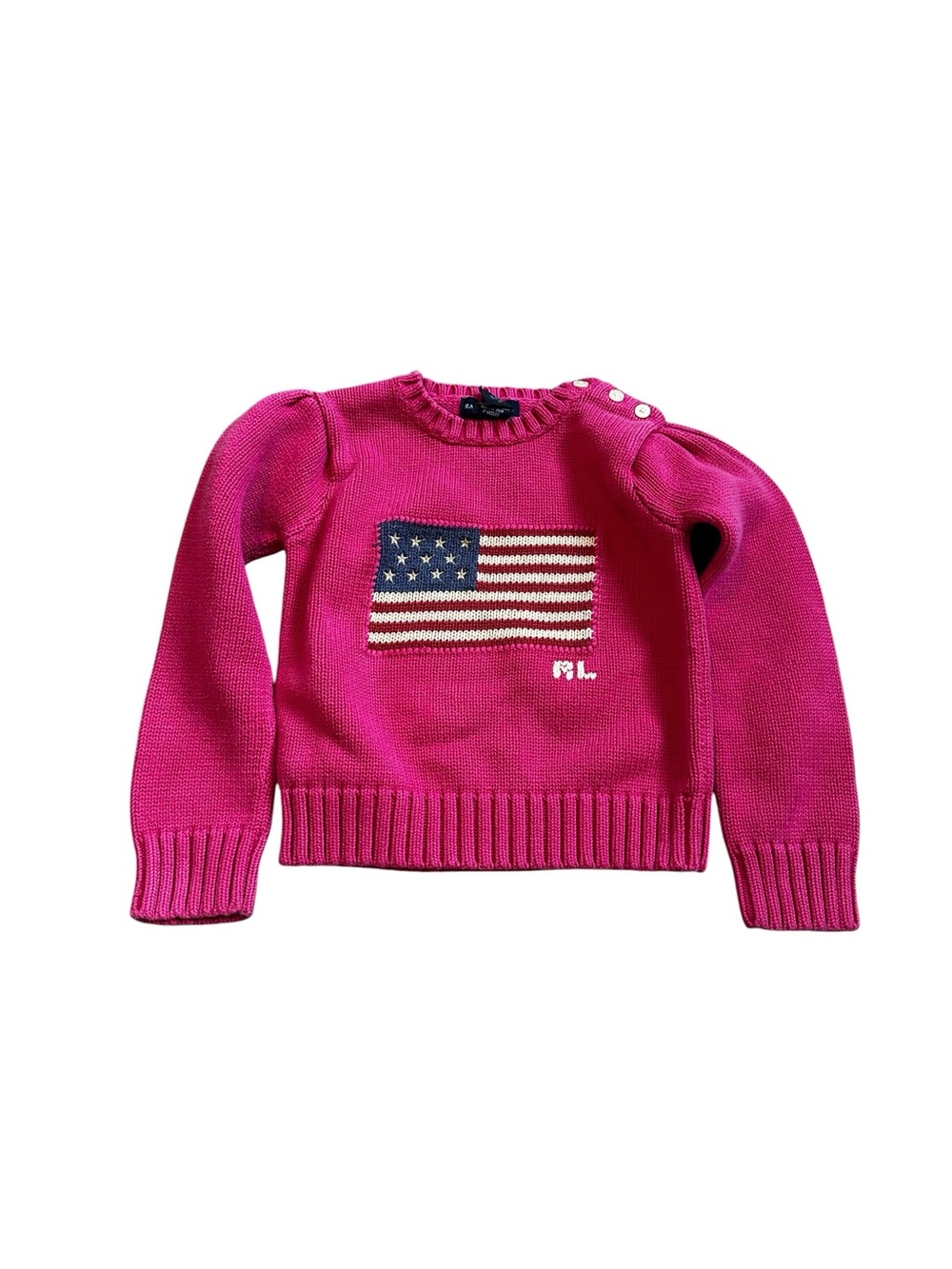 Ralph Lauren Kids American Flag Sweater Pink Preppy Ivy League Americana Size 4T